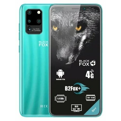 Смартфон Black Fox B2Fox+ 2/16 ГБ, micro SIM+nano SIM, бирюзовый